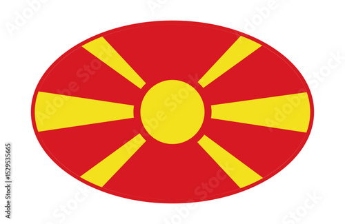 North Macedonia flag ellipse shaped. vector	