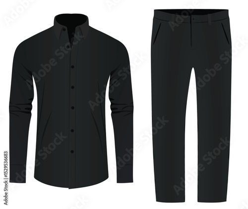 Black man long sleeve shirt and pants. vector illustration	
