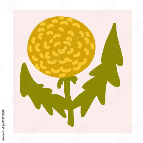 Flower in naive style, hand drawn illustration. Retro style careless element