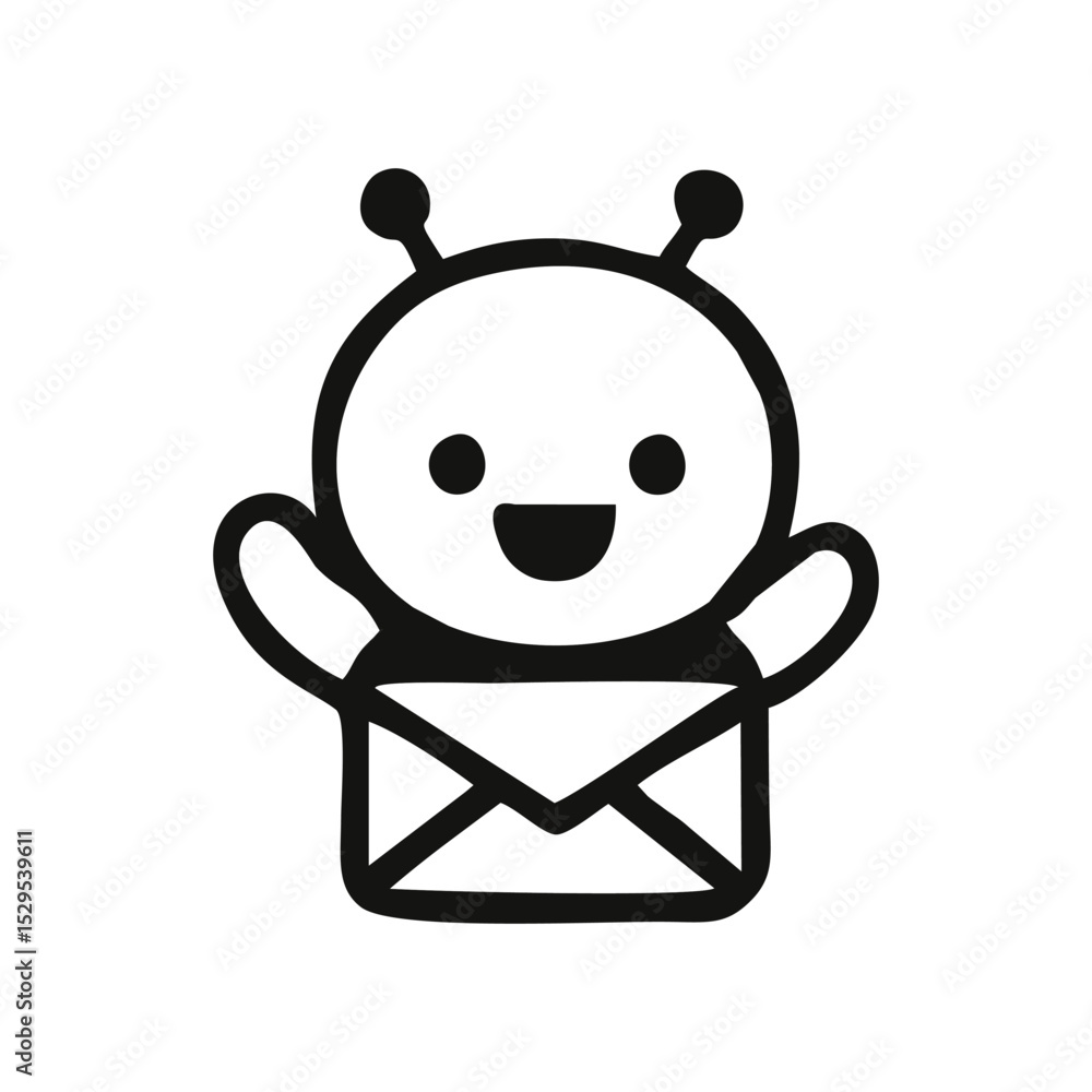 vector line art animal chibi honey bee happy to get a job call vector line art animal chibi honey bee happy to get a job call