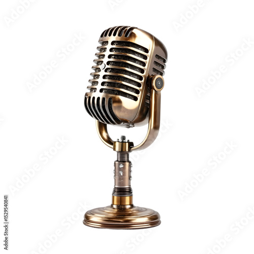 Classic vintage microphone isolated on a transparent background