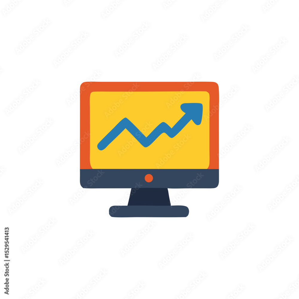 Computer Screen Displaying Upward Trending Graph, Positive Growth Data Visualization Icon Computer Screen Displaying Upward Trending Graph, Positive Growth Data Visualization Icon