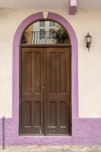 old wooden door with glass