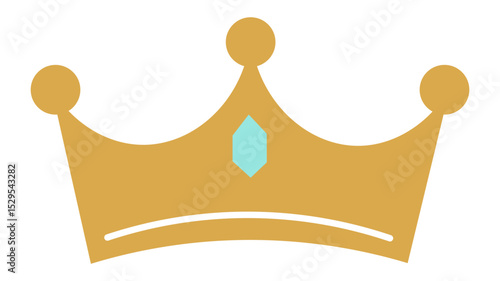 Elegant gold crown featuring a light blue gem at its center, representing royalty, power, authority, and leadership, isolated against a clean white background