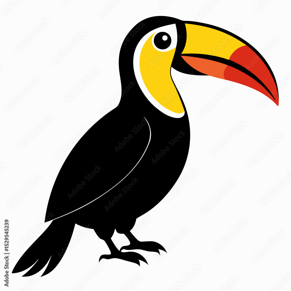 Fototapeta premium Toucan Silhouette Vector Illustration on a White Background Featuring a Tropical Bird Design Element