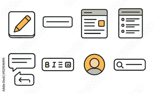 Email Interface Concept isometric set. Compose button, subject line field, mail preview pane, email list view, reply thread, formatting bar, sender avatar.