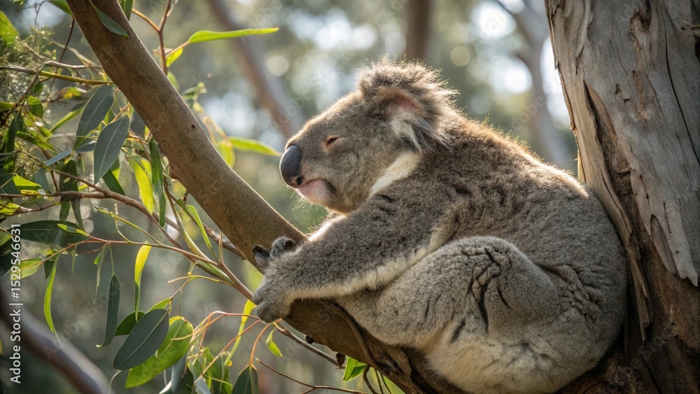 Naklejka premium Koala perched on a tree