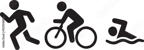 Triathlon Sports Icons- Swimming, Cycling, Running