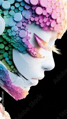 Futuristic Woman Robot Portrait with Colorful Geometric Design