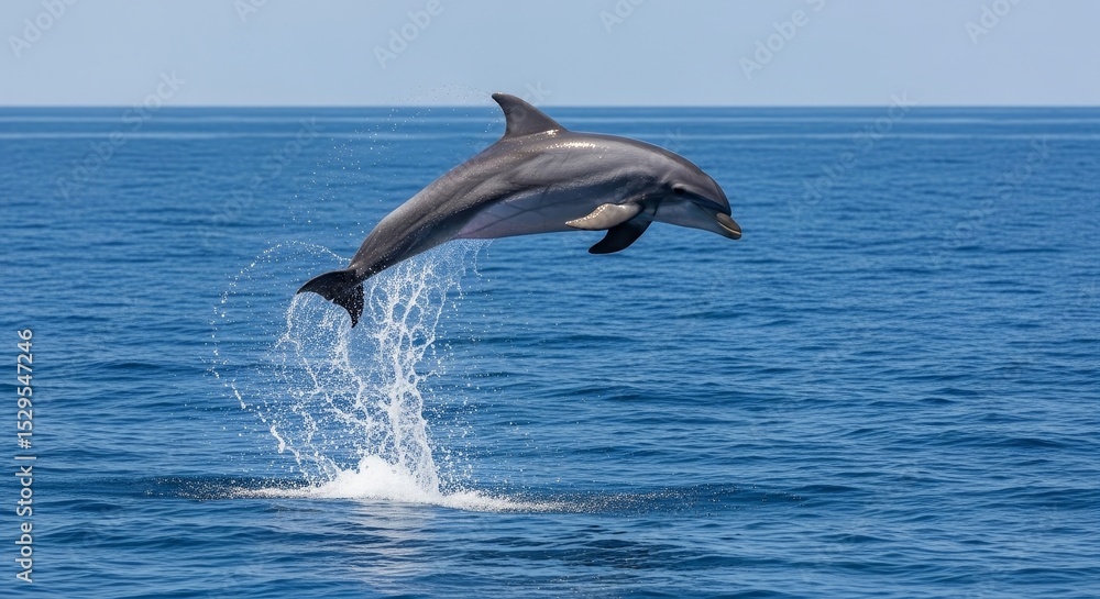 Fototapeta premium Majestic Dolphin Leaping from Ocean Waves Breathtaking Wildlife Photography