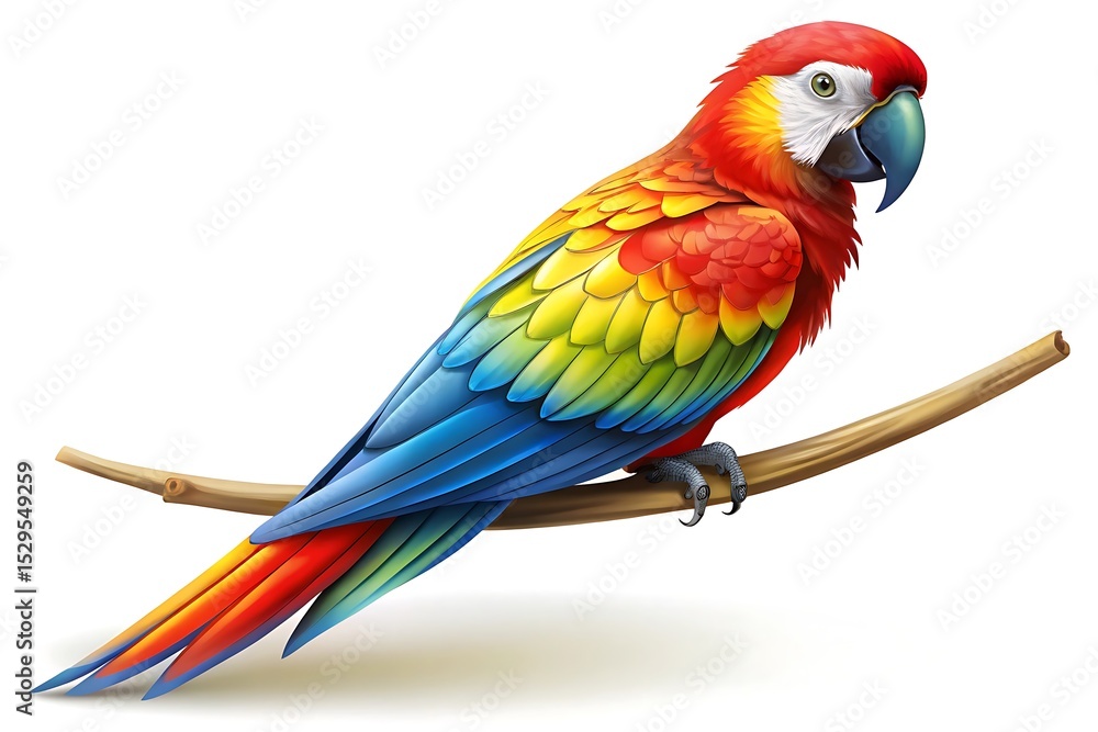 Fototapeta premium Colorful Macaw Parrot on Branch