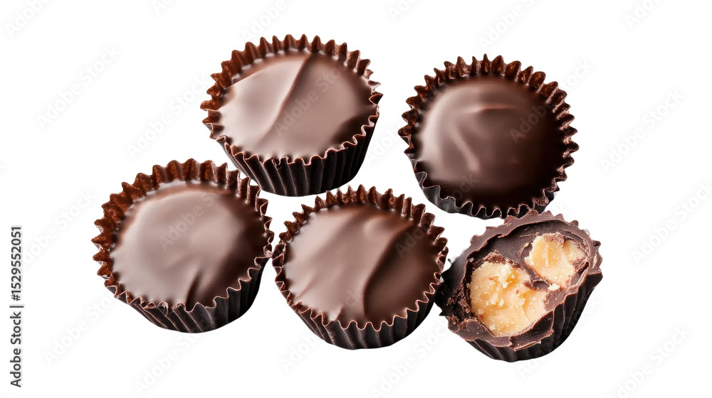 chocolate peanut butter cups on isolated on transparent png background. chocolate peanut butter cups on isolated on transparent png background.