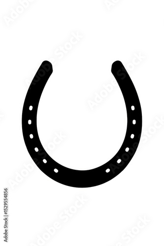 Minimal Horseshoe Vector Silhouette – Solid Black U-Shape Icon with Holes

