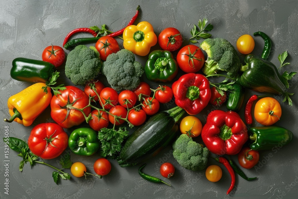 Vibrant Color Picture of Flat Lay Raw Vegetables Mix Vibrant Color Picture of Flat Lay Raw Vegetables Mix