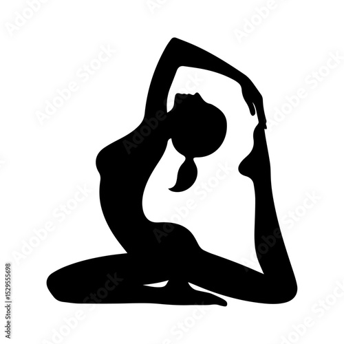 A minimalist black vector silhouette of a person in a yoga pose.