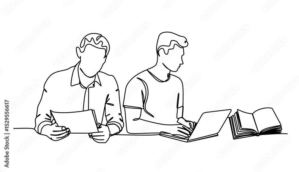 One line drawing of glowing light bulb with human brain over open textbook logo identity. continuous line drawing design graphic vector illustration One line drawing of glowing light bulb with human brain over open textbook logo identity. continuous line drawing design graphic vector illustration