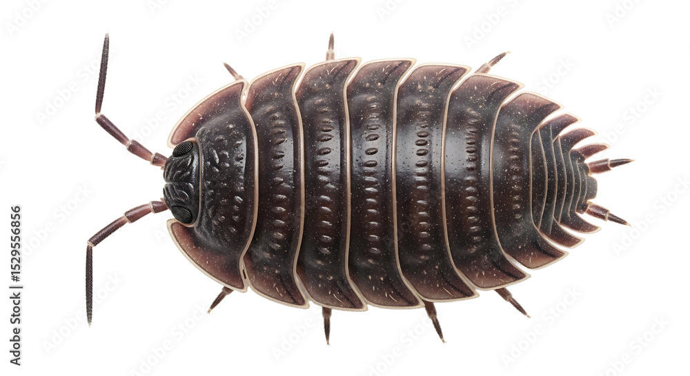 Detailed Macro Shot of a Pill Bug Showing Segmented Body and Antennae Detailed Macro Shot of a Pill Bug Showing Segmented Body and Antennae