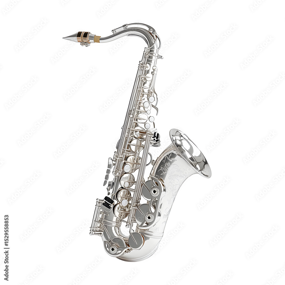Obraz premium a hyper-realistic alto saxophone perfect side profile view isolated on pure white background subtle soft shadow clean studio lighting ultra-high detail image stock render stock image stock image 