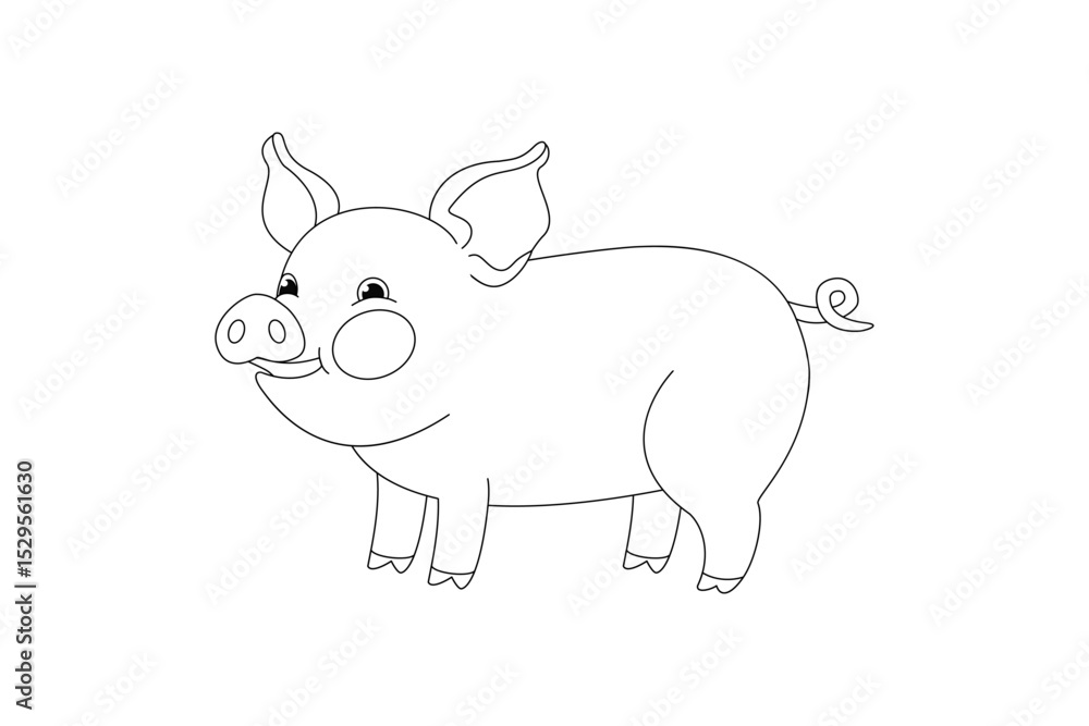 Obraz premium vector cartoon animal isolated on transparent background. black and white style 