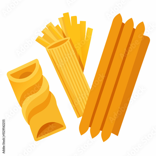 National Pasta Day Classic Pasta Shapes Vector Minimalist Food Illustration