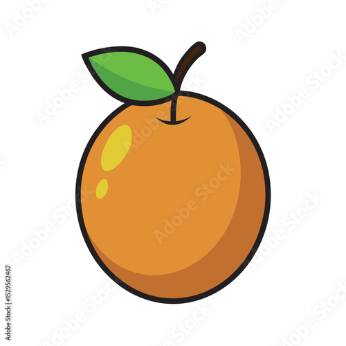 Sapodilla Fruit With Stem Outline Vector