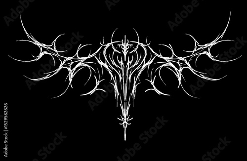 Neo tribal abstract vector with sharp symmetrical sigil design