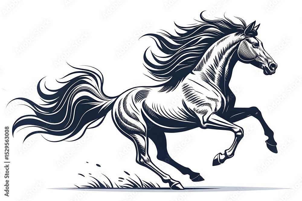 Obraz premium Majestic Running Horse Graphic Design