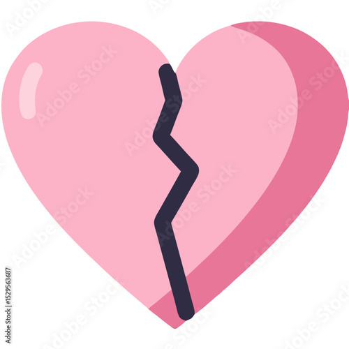 A Pink Heart Symbol with a Dark Jagged Line Dividing It