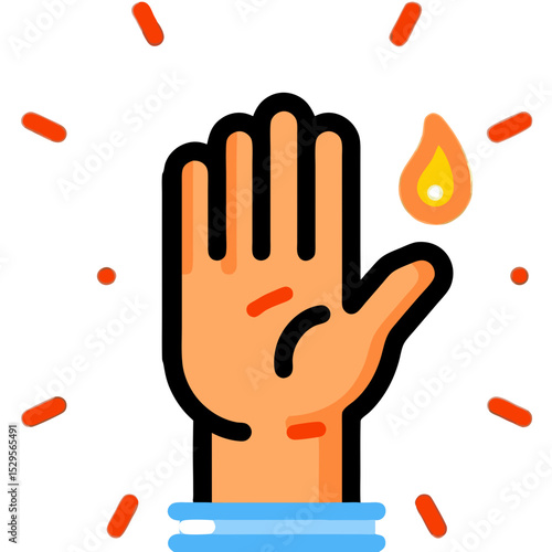 Animated Hand with Flame Symbolizing Burning Pain or Energy