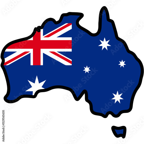 Australias Flag Depicted Within Its Distinctive Geographical Outline