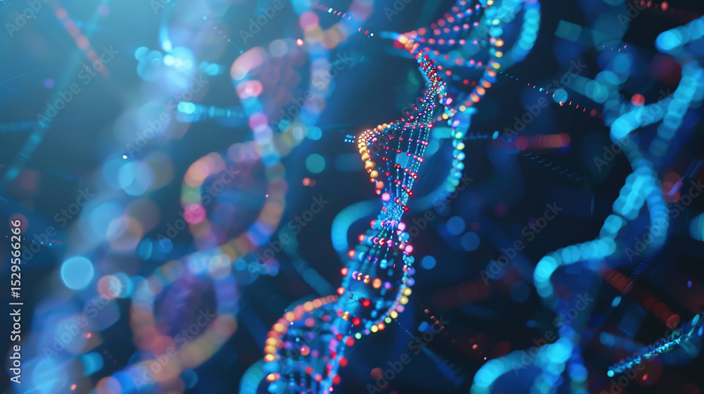 DNA strand and binary coding, scientific data processing image. Biotechnology, genetics, DNA sequencing, bioinformatics, digital data DNA strand and binary coding, scientific data processing image. Biotechnology, genetics, DNA sequencing, bioinformatics, digital data
