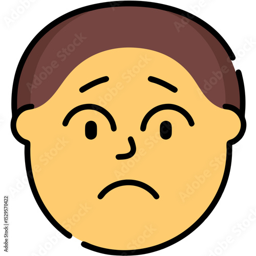 Cartoon Illustration of a Sad Young Man with Brown Hair