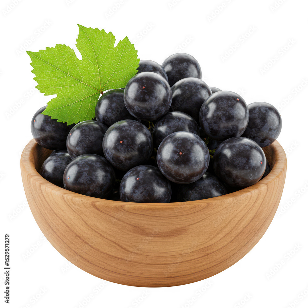Fototapeta premium A bowl of grapes isolated on transparent background