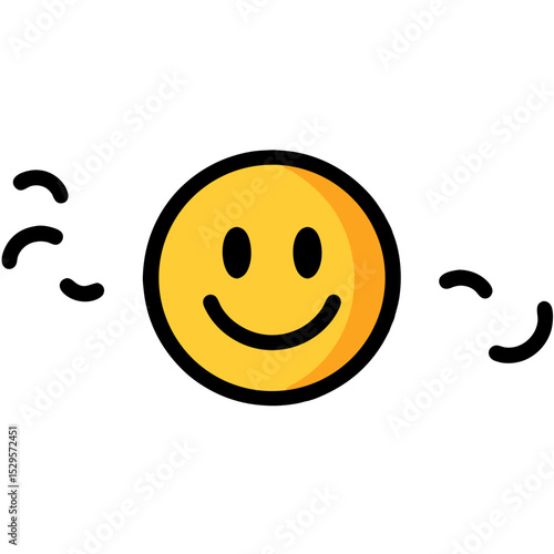 Cheerful Smiley Face with Wavy Lines Positive Emotion Icon