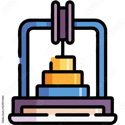 Colorful 3D Printer in Action with Stacked Plastic Filament
