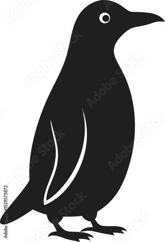 Penguin silhouette iconic flightless bird known for its sleek body and aquatic agility