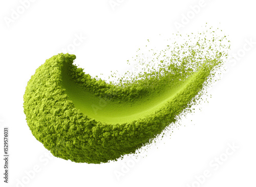 PNG Dynamic green matcha powder splash in motion on black
