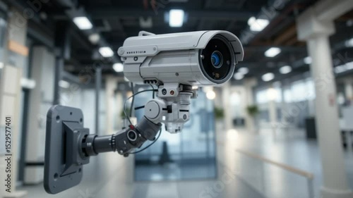 Security Camera Monitoring a Modern Building Interior in Sequence View