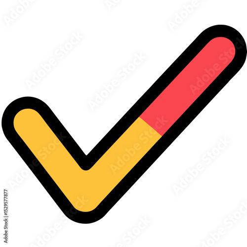 Colorful Checkmark Icon with Bold Outline and TwoTone Color Scheme