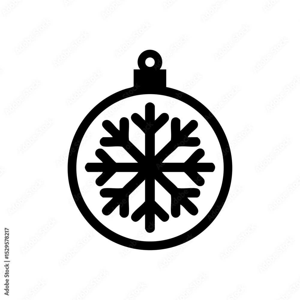 Fototapeta premium Minimalist vector icon of a Christmas ornament ball with a snowflake inside.