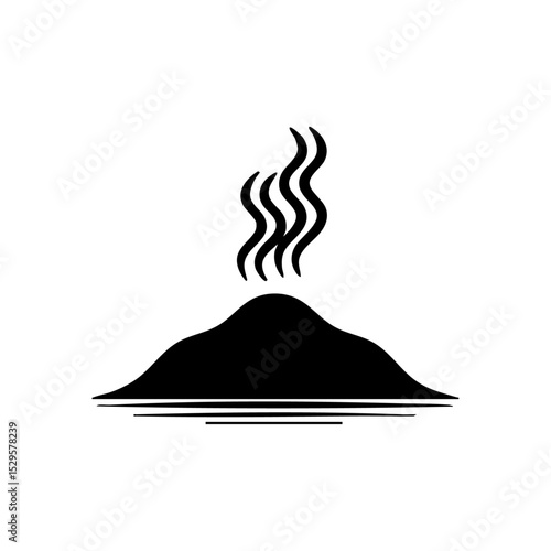 Vector logo of a compost pile emitting steam lines in solid black design.

