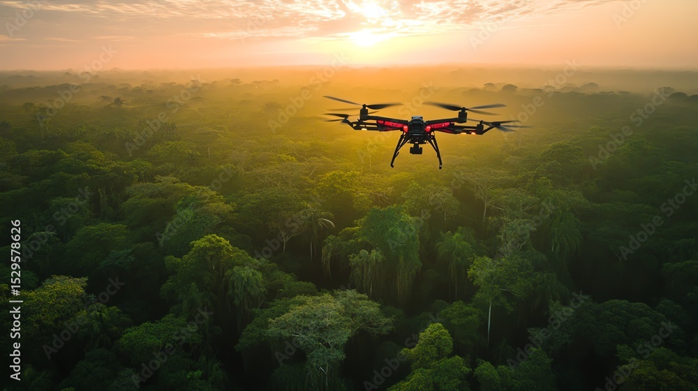 Fototapeta premium A wildlife conservation project using drones to monitor endangered species