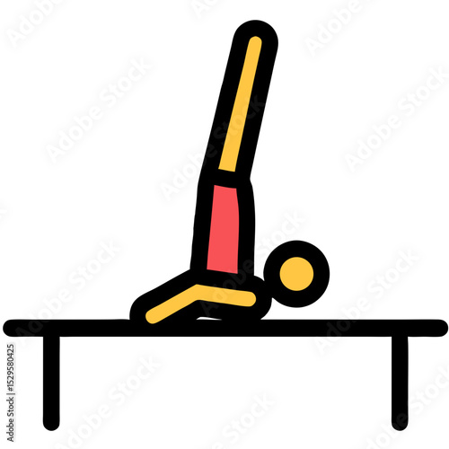 Colorful Gymnastics Icon Depicting a Handstand on Parallel Bars