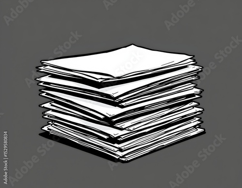 simplified illustration of a stack of papers in minimal style, no background details.
