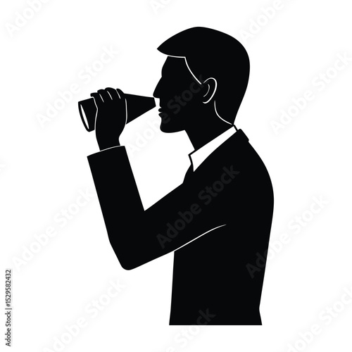 silhouette of a man drinking a glass