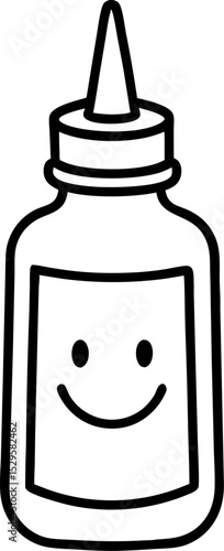 Smiling glue bottle outline illustration a whimsical vector for education or crafts