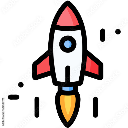 Colorful Rocket Ship Taking Off in a Simple Design