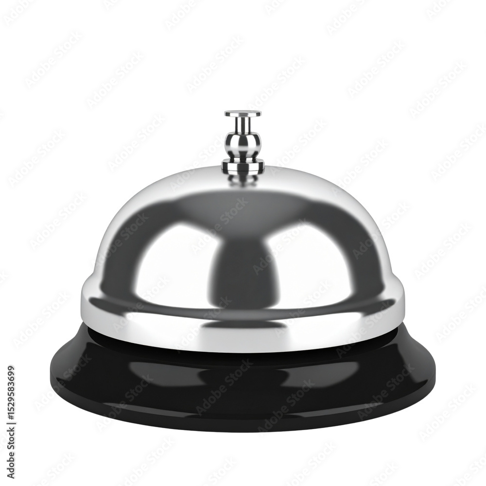 shiny silver service bell on black base, perfect for hospitality shiny silver service bell on black base, perfect for hospitality