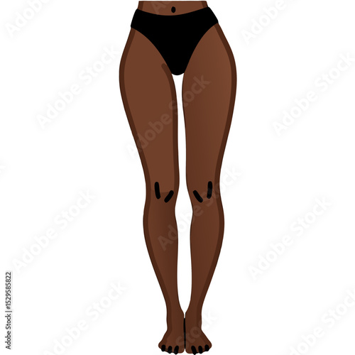 Diagram Showing Partial Leg Tanning and Skin Tone