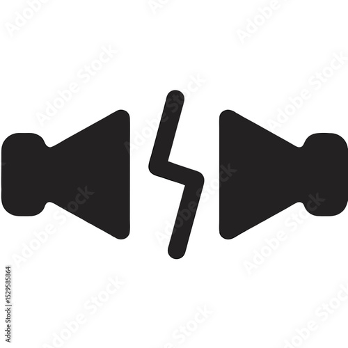 Disrupted Audio Signal Two Speakers Separated by a Lightning Bolt